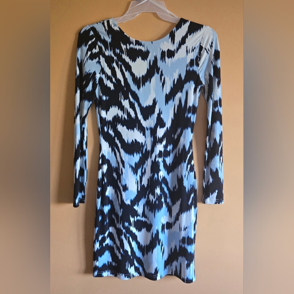 Jennifer Lopez Abstract Low Cut Back Dress, PTP=16"